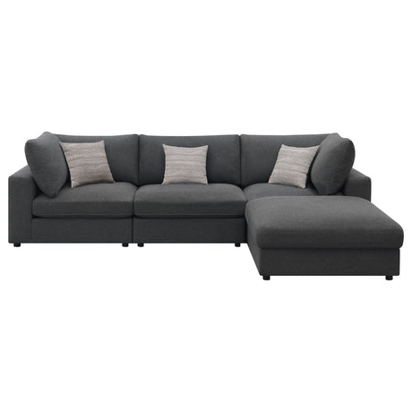 Rhette Charcoal 4-piece Upholstered Sectional with Ottoman - sold by Home Elegance USA