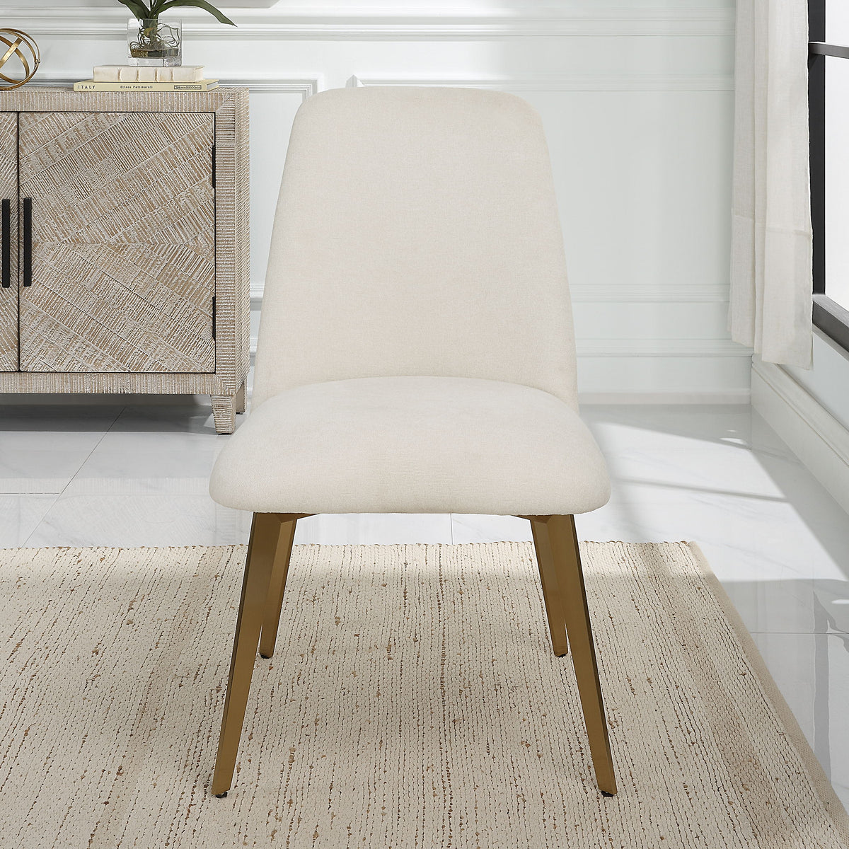 Vantage Fabric Dining Chair - White by Uttermost - View 2