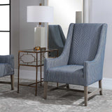 Galiot Wingback Accent Chair - Blue / White by Uttermost - View 3