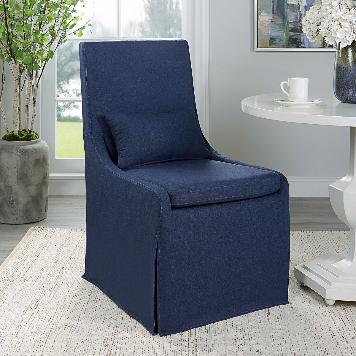 Coley Armless Chair - Blue by Uttermost - View 3