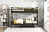 Twin over Twin Bunk Bed 1pc Classic Dark Brown Finish Youth Bedroom Furniture Durable Wood - sold by Home Elegance USA
