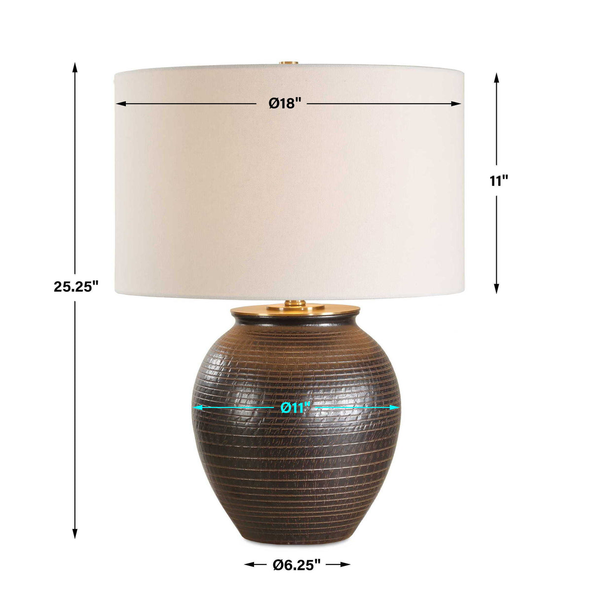 Hawkins Ribbed Table Lamp Bronze - Black by Uttermost - View 7