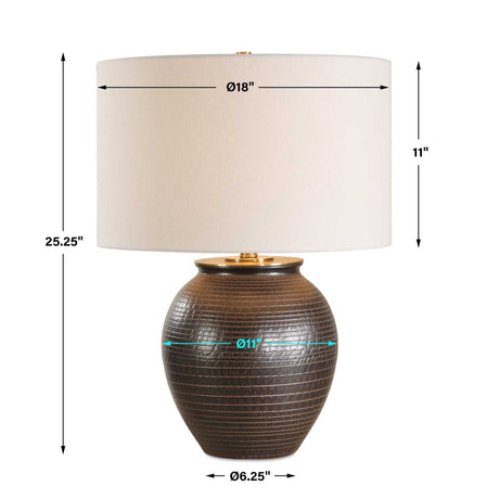 Hawkins Ribbed Table Lamp Bronze - Black by Uttermost - View 7