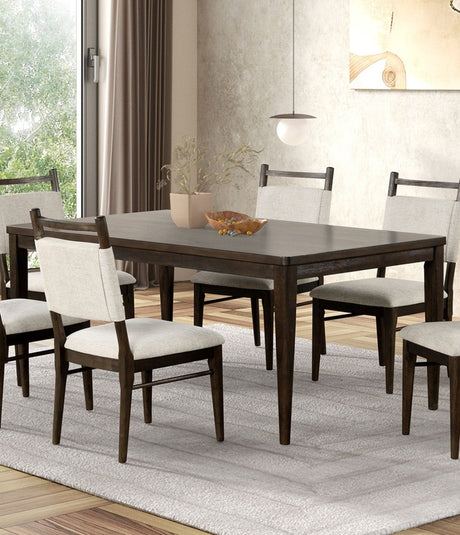 7pc Dining Room Set Dark Walnut Wooden Dining Table 6x Side Chairs Rubber wood Modern Kitchen Dining - sold by Home Elegance USA