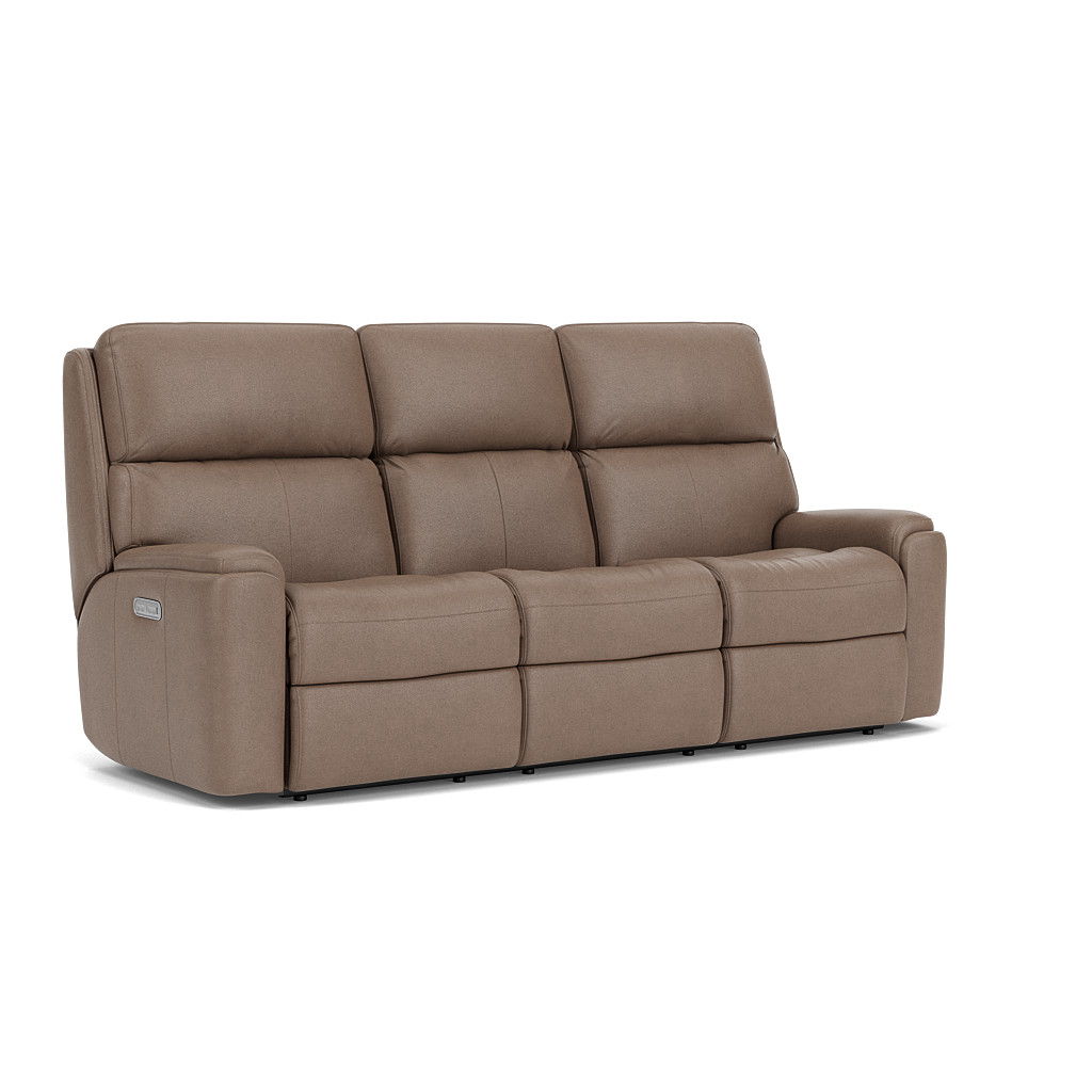 Rio Transitional Leather Power Reclining Sofa, Power Headrests | Flexsteel