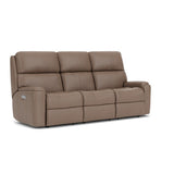 Rio Transitional Leather Power Reclining Sofa, Power Headrests | Flexsteel