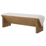 Wedged Ivory Fabric Bench - Beige by Uttermost - View 4