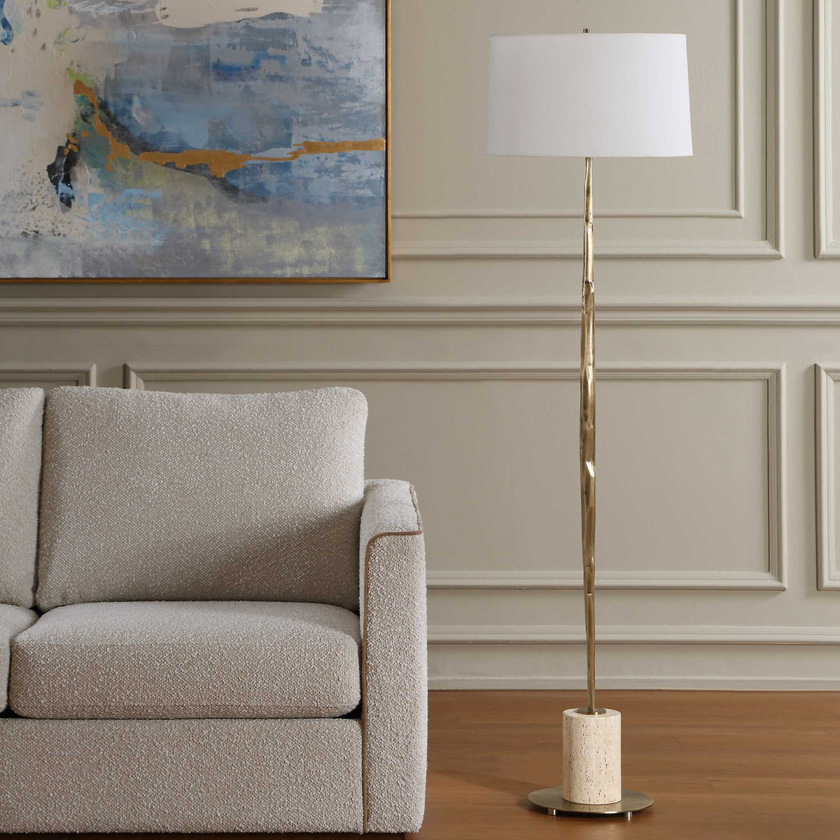 Halen Brass Floor Lamp - Gold by Uttermost - View 3