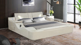 ZOYA Smart Multifunctional Queen Size Bed with Massager Made with Wood and Faux Leather in Beige(California Available Stock)