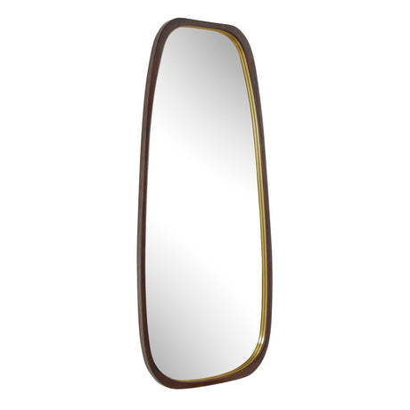 Zachari Asymmetrical Tall Mirror Gold / Woodtone - Dark Brown by Uttermost - View 4