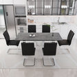 55.12-70.87' expandable square dining table set that can accommodate 4-6 people, equipped with 6 C-shaped tubular cushioned armless dining chair,  kitchen table and chair set, with metal legs - sold by Home Elegance USA