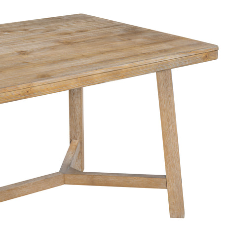 TREXM 6-piece Retro Farmhouse Style Dining Set, Rectangular Table and 4 Upholstered Chairs with Rattan and Bench for Dining Room and Kitchen (Natural Wood Wash) - sold by Home Elegance USA