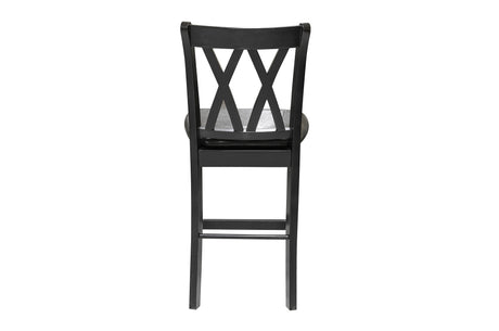 Black Finish 5pc Counter Height Set Dining Counter Height Table with Lower Shelves and 4x Chairs Set Faux Leather Upholstered Kitchen Dining Furniture - sold by Home Elegance USA