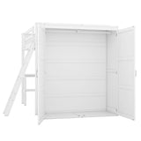 Full size Loft Bed with Desk, Shelves and Wardrobe-White - Home Elegance USA