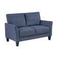 Modern Contemporary Upholstered Loveseat Blue Plush Seat Comfort Durable Solid Wood Living Room Furniture 1pc