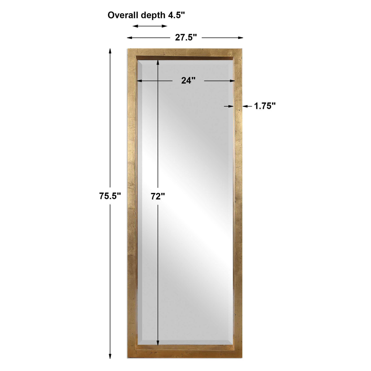 Edmonton Leaner Mirror - Gold by Uttermost - View 5