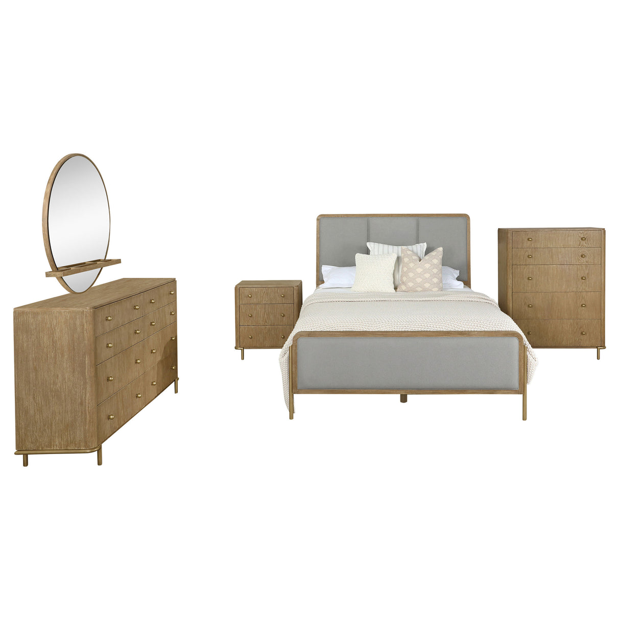 Stevie Sand Wash/Grey 5-piece Bedroom Set