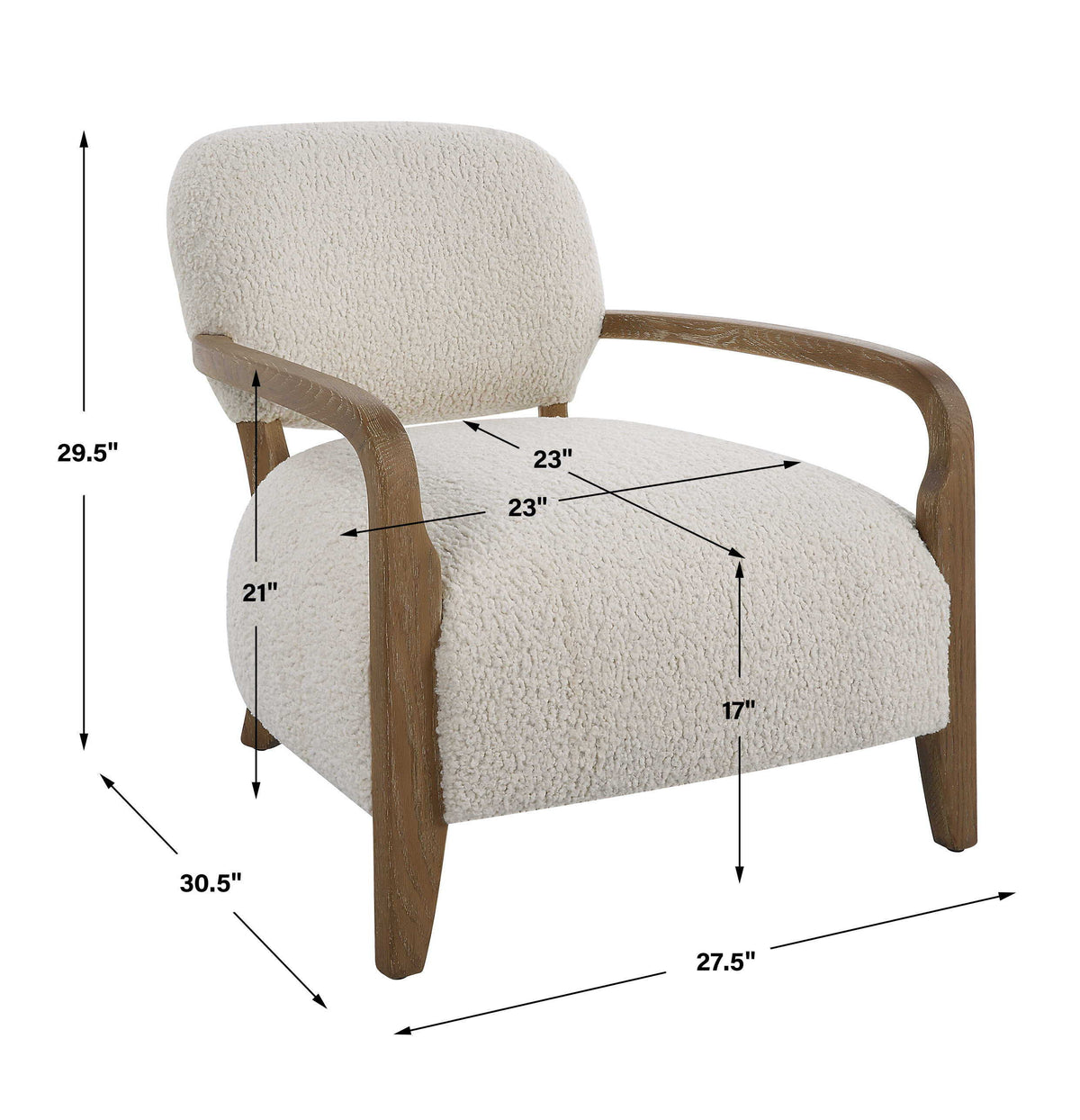 Telluride Natural Shearling Accent Chair - Beige / Dark Brown by Uttermost - View 9