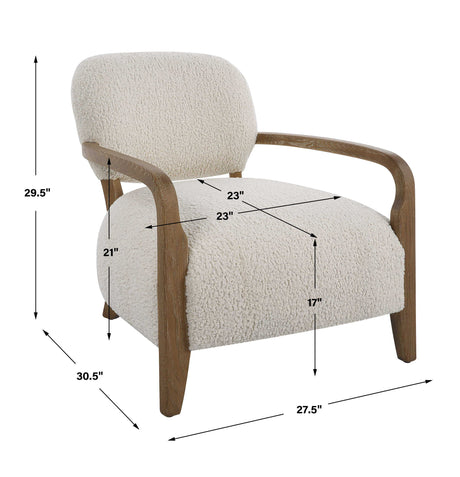 Telluride Natural Shearling Accent Chair - Beige / Dark Brown by Uttermost - View 9
