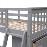 Wooden Twin Over Full Bunk Bed With Six Drawers And Flexible Shelves,Bottom Bed With Wheels,Gray(OLD SKU:LP000531AAE) - sold by Home Elegance USA