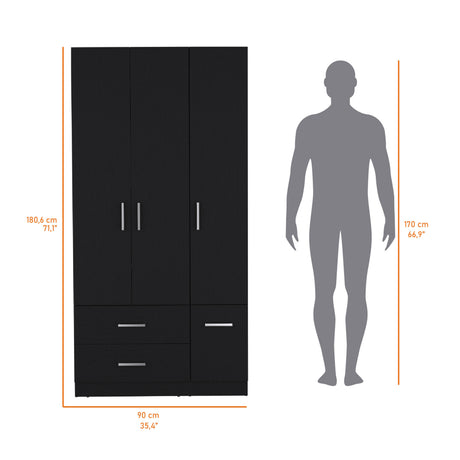 Douglas Armoire in melamine, two drawers, hanging rod and 4 doors. - sold by Home Elegance USA