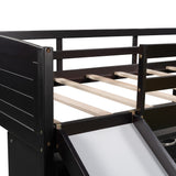 Low Twin Size Loft Bed with Cabinets, Shelves and Slide - Espresso(OLD SKU :LP000503AAP) - Home Elegance USA