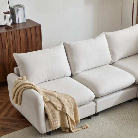 130 in. oversize 5-Piece L Shaped Modular Free Combination Sectional Sofa Couch with Ottoman for Living Room and Spacious Space - sold by Home Elegance USA