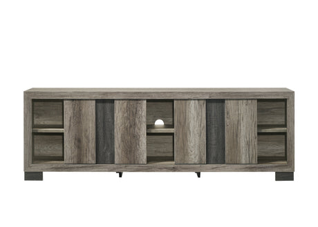 1pc Entertainment Console Rustic Charm Weathered Wood Finish Open Shelf Living Room Furniture - sold by Home Elegance USA