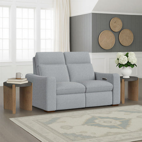 Ava Power Reclining Loveseat With Power Headrest & Lumbar - Stonewash | Flexsteel