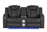 Benz LED & Power Reclining Loveseat Made With Faux Leather in Black - 659436023932 - Home Elegance USA - 1