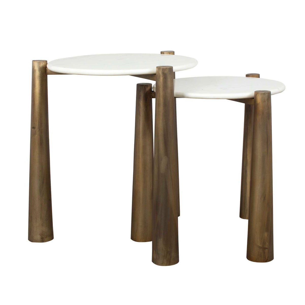 Claridge Marble Nesting Tables (Set of 2) - Bronze / White by Uttermost - View 3