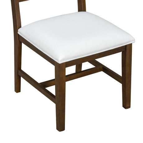 TREXM Farmhouse 5-Piece Dining Table Set with 4 Upholstered Chairs, Wood Extendable Dining Table with 15.7' Leaf for Extra Seating for Dining Room, Kitchen and Living Room (Brown) - sold by Home Elegance USA
