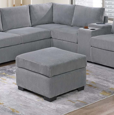 Modern Functional Light Gray Corduroy Upholstered Sectional Set Living Room One Arm Loveseat Wedge Console Ottoman 4pc Couch Sofa Set - sold by Home Elegance USA
