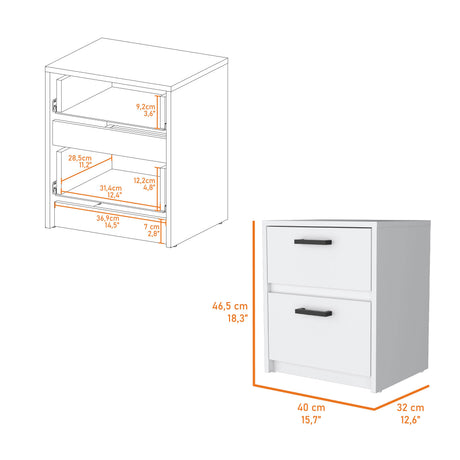 Karval 2 Piece Bedroom Set, Armoire + Nightstand, White - sold by Home Elegance USA
