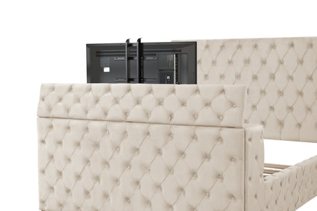 Encore Modern Style Tufted and Upholstered Queen 5PC Bedroom set made with wood in Beige(NJ Inventory) - sold by Home Elegance USA