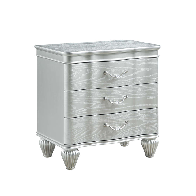 Landmark Traditional Style 3-Drawer Night stand With metal drawer pulls Made with Wood in Silver same as B009P235327 (CA inventory)