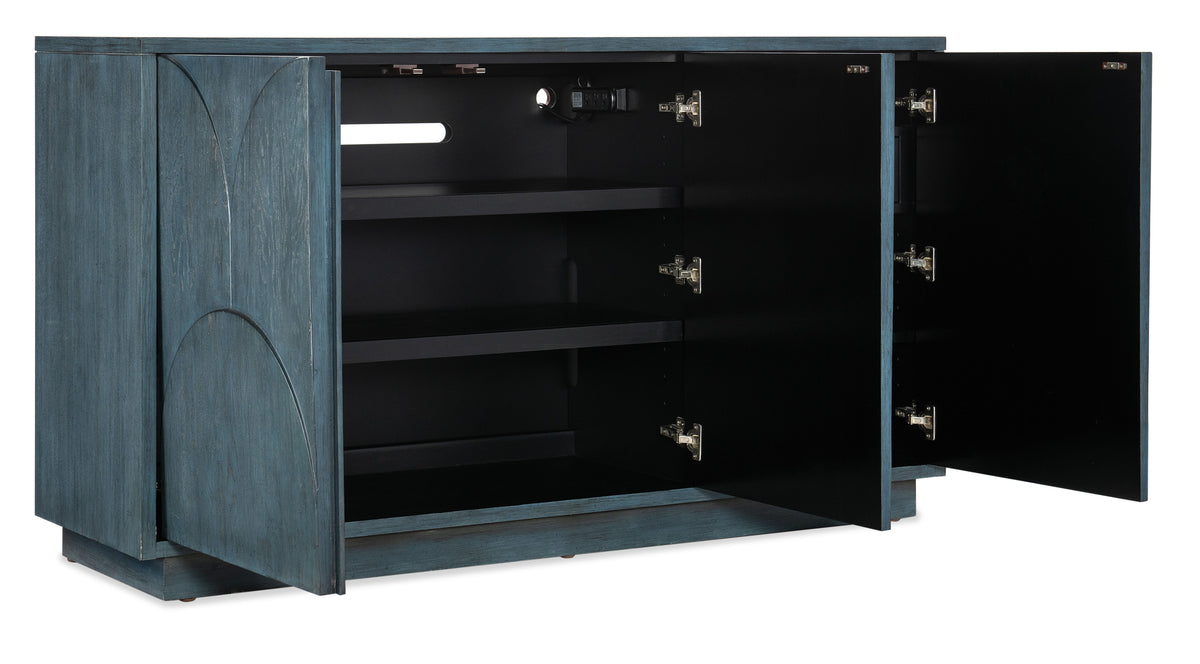 Melange Round Valley Three Door Entertainment Credenza - Blue by Hooker Furniture - View 3