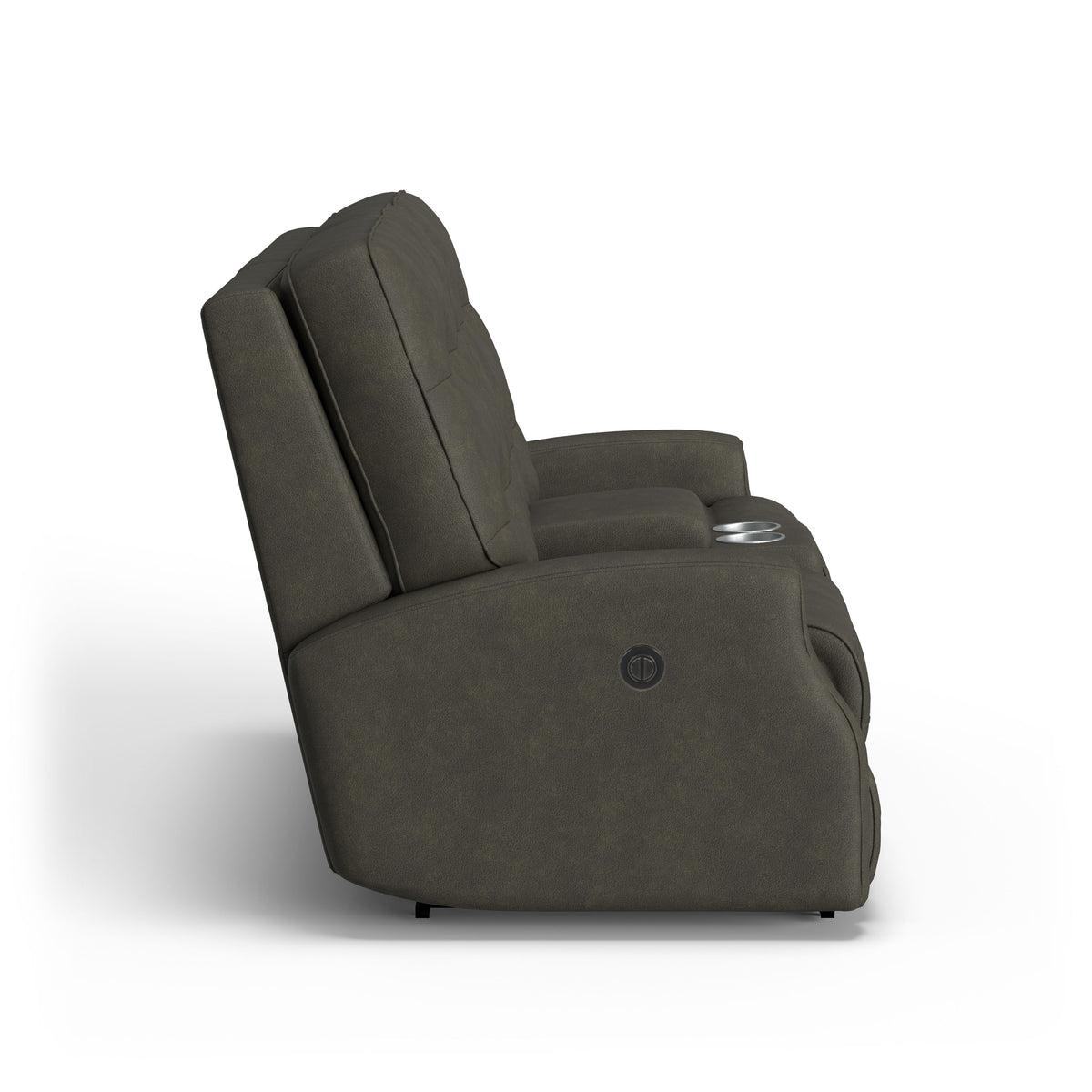 Devon Transitional Fabric Power Reclining Loveseat, Console | Flexsteel