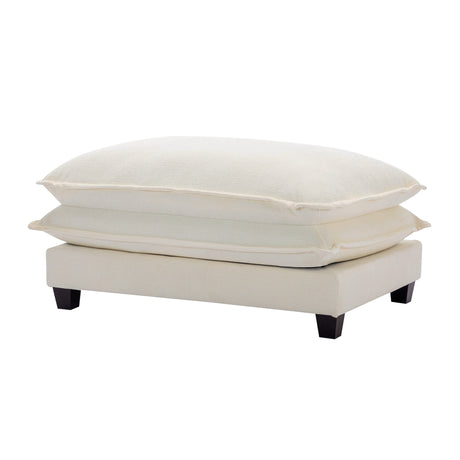Chenille Upholstered Sectional Sofa with Removable Ottoman, USB Ports, Cup Holders, and Storage, Beige, 111' - sold by Home Elegance USA