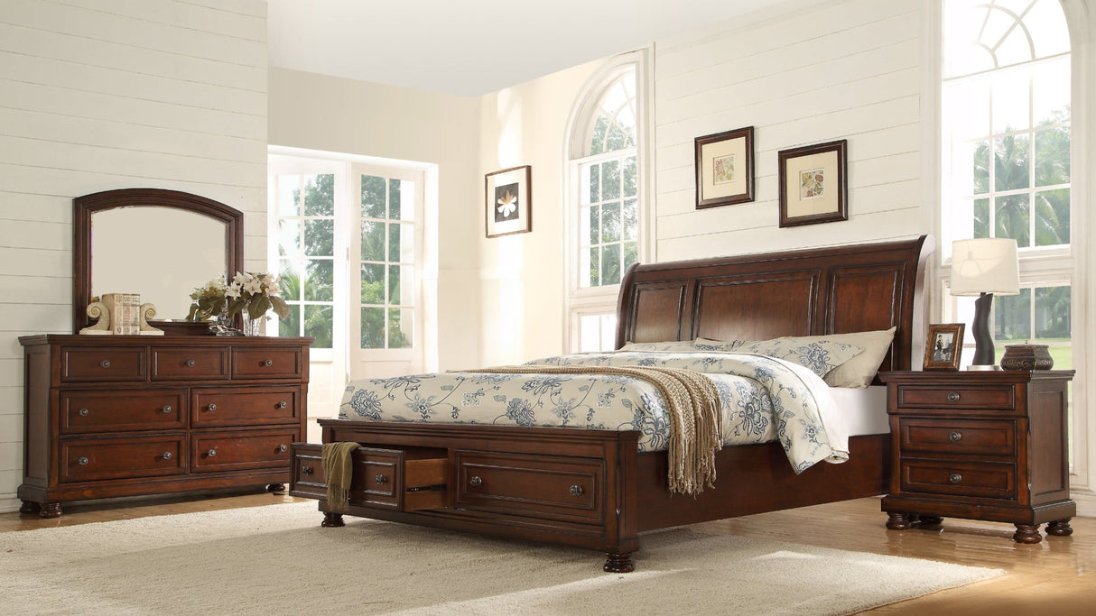 Baltimore King 4 Pc Storage Platform Bedroom Set Made with Wood in Dark Walnut