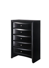 1Pc Contemporary 5 Drawer Chest Black Finish Solid Wood Wooden Bedroom Furniture