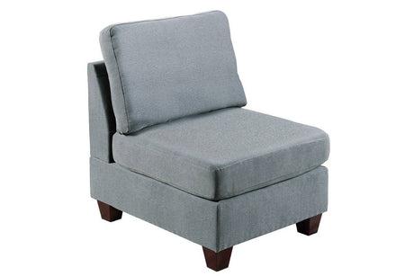 Modular Sectional 6pc Set Living Room Furniture L-Sectional Grey Linen Like Fabric 2x Corner Wedge 2x Armless Chairs and 2x Ottomans - sold by Home Elegance USA