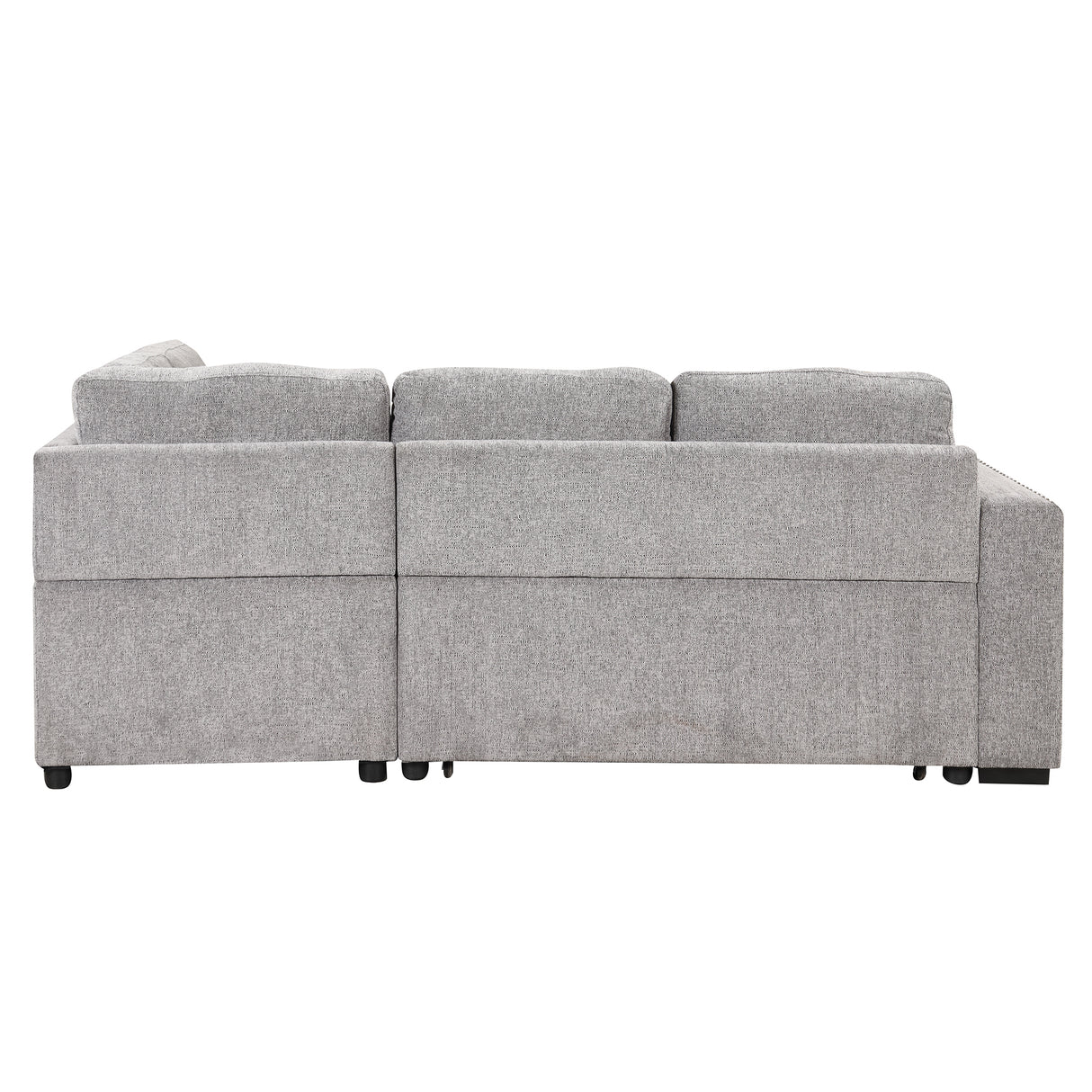 83.8" Reversible Sectional Pull - Out Sofa Bed L - Shaped Corner Sofa Couch with Storage Chaise, USB Ports, Power Sockets, Cup Holder for Living Room, Bedroom, Study,Light Gray | Home Elegance USA