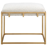 Paradox Small Shearling Bench Gold & White - White / Gold by Uttermost - View 1