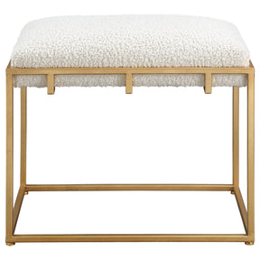 Paradox Small Shearling Bench Gold & White - White / Gold by Uttermost - View 1