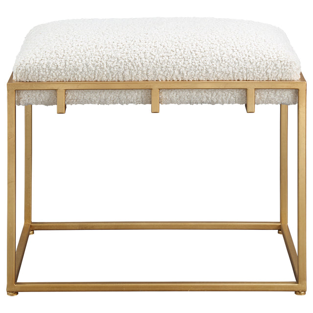 Paradox Small Shearling Bench Gold & White - White / Gold by Uttermost - View 1