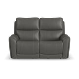 Carter Power Reclining Loveseat With Power Headrests & Lumbar - Smoke | Flexsteel