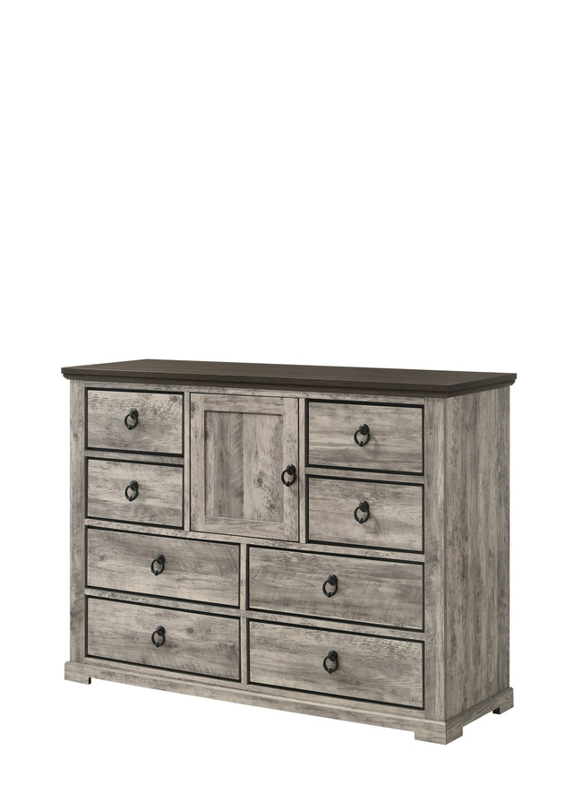 1pc Contemporary Rustic Gray Two-Tone Finish Dresser Metal Pull Knobs Wooden Bedroom Furniture