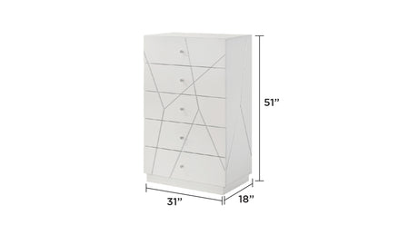 Manhattan Queen 5-Piece Bedroom Set – Modern Design with Lacquer Finish, Geometric Accents, and LED Lighting (CA Inventory) - sold by Home Elegance USA