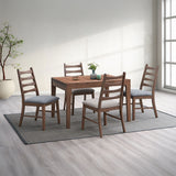 5pc Modern Dining Set Walnut Finish Extendable Dining Table and 4x Chairs Upholstered Seat Kitchen Dining Wooden Furniture
